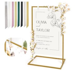 Wedding Welcome Sign Stand, 50”x30”x 20” Heavy Duty Easel / 8 Pair Satin Ribbon