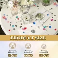 200 Pcs Pearl Bead for Vase Filler, 20/14/10mm Floating Beads(Beige)