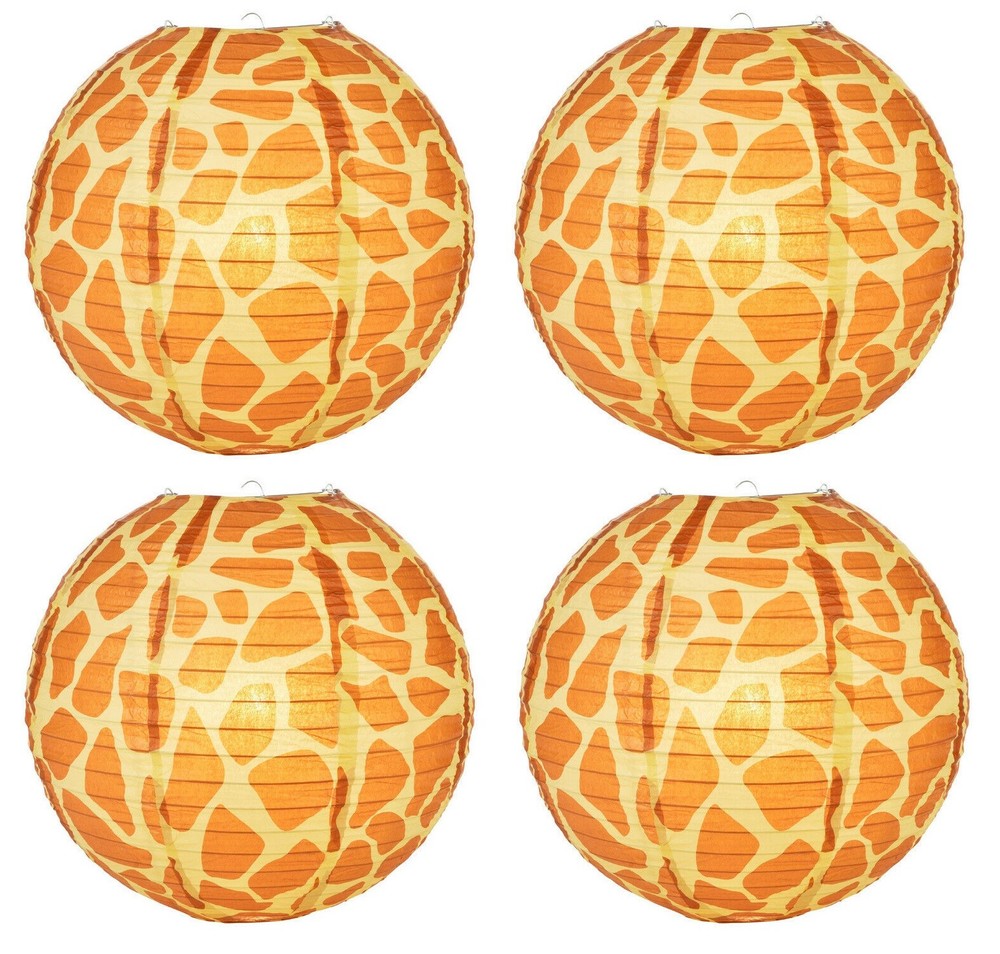 SET of 4 Japanese Chinese 14″ Round Paper Lantern Giraffe Print Home Party Decor