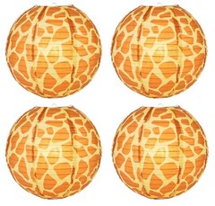 SET of 4 Japanese Chinese 14″ Round Paper Lantern Giraffe Print Home Party Decor