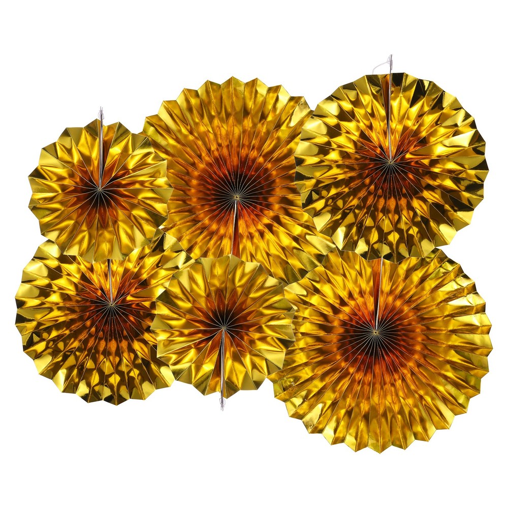 Hanging Paper Fans Party Set 6Pcs Decoration for Home Birthday Wedding(Gold)
