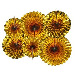 Hanging Paper Fans Party Set 6Pcs Decoration for Home Birthday Wedding(Gold)