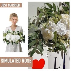 Just Married Car Decorations Kit – Floral Swag, Love Sign Banner, Bouquet & Deca