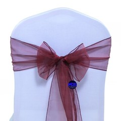 100 Burgundy Organza Chair Sash Bow Wedding Banquet Party Event Decor, Free Ship