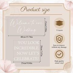 2 Pcs Welcome to Our Wedding Mirror Decal Vinyl Lettering Decal Sticker Remov…