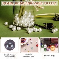 4/6/8/12/14mm Pearl Bead for Vase Filler, 600 Pcs Floating Beads, Grey