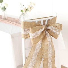 5×108-Inch Natural BURLAP CHAIR SASH White Floral Lace Party Event Supplies