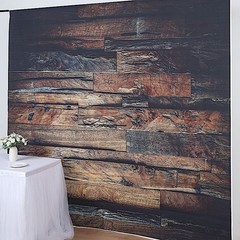 DARK BROWN 8 ft x 8 ft Printed Vinyl Photo Backdrop 3D Wood Design Banner Events
