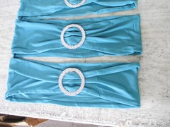 Lot of 5 Aqua Blue Spandex Chair Sash with Buckles, 13″ – 20″ x 4″, 5-Piece
