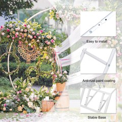 2.2/2.4M Round Metal Wedding Arch Frame Moongate Base Garden Arbor CircularStand