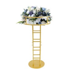 46.65in Gold Metal Large Open Flower Frame Wedding Floral Riser Top Flower Stand