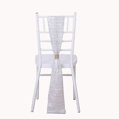 5 SILVER Polyester Chair SASHES Metallic Fringe Party Events Home Decorations