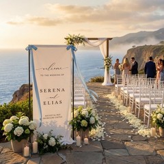 Custom Fabric Welcome Banner Cotton Linen Wedding Backdrop