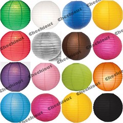 6x 12x Round 12″ Color Paper Lanterns with LED Light Wedding Party Decoration