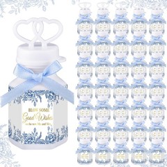 150 Pcs Blue Floral Wedding Party Bubbles Bulk with Bubble Solution Wedding M…