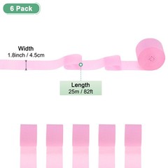 6-Rolls 492ft Crepe Paper Streamer for DIY [Pink-1.8 Inch x 82 Ft/Roll]
