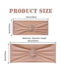 Nude Spandex Chair Bands Plastic Buckle Washable Wrinkle Free Wedding, Parties