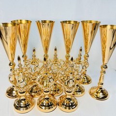 12-Piece Royal Gold Crown & Goblet Decor Set – Luxury Wedding Centerpiece Bundle