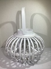 NEW Studio His & Hers White 11” X 11” Decorative Wicker Lanterns HGT1-167