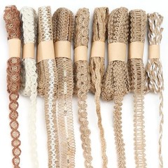 9 Rolls Jute Ribbons Burlap Lace Trim Jute Craft Ribbons for Flower Bouquets