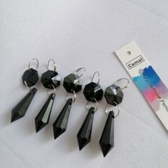 30pcs L58mm Black Drop Pendant Acrylic Octagonal Bead Garland Chandelier Hanging