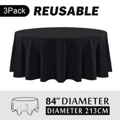 Childom Round Tablecloths, 3 Pack 84 Inch Round Plastic Table Cloths Disposab…