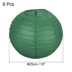 6pcs 10 Inch Folding Hanging Paper Lanterns Medium Lampshade Dark Green