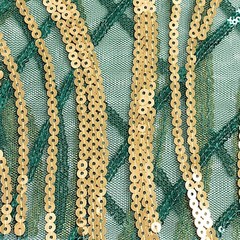 5 HUNTER GREEN GOLD Mesh Embroidered Sequins CHAIR SASHES Party Events