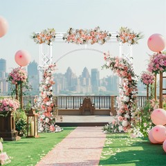 Elegant White Metal Wedding Stand Square Balloon Arch Garden Arbor Frame Decor