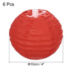 6pcs 4 Inch Folding Hanging Paper Lanterns Small Lampshade Red
