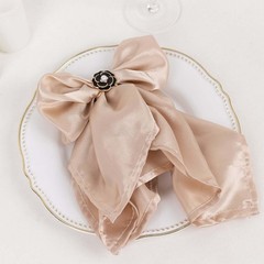 10 BLACK Pearl Floral Metal Napkin Rings GOLD Rim Party Decorations Wedding