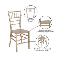 Gold Resin Chiavari Stacking Chair Heavy Duty for Event