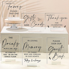 6 Pcs Clear Acrylic Wedding Signs for Reception and Ceremony 5” x 7” Wedding S