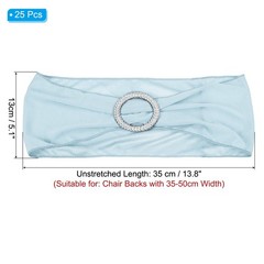 25Pcs 14″x5″ Stretch Chair Sashes Bows Chair Bands Sash with Buckle Sky Blue