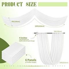 6 Panels White Ceiling Drapes for Wedding Party Decor 5ft x 20ft Wedding Arch