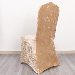 BEIGE Fitted Spandex Crushed Velvet Stretchable Banquet CHAIR COVER Party Events