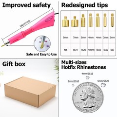 Hotfix Rhinestone Applicator Tool Kit 5600PCS 7 Tips 3 Sizes for Clothes Crafts