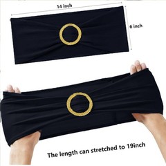 Black Chair Sashes 50 Pack with Gold Buckle Slider, Spandex Sashes for Foldin…