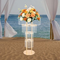 Wedding Gold Crystal Flower Stand Round Pedestal Stand Crystal Flower Stand