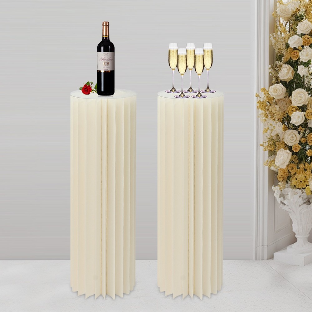 2pcs Foldable Cardboard Wedding Display Cylinder Flowers Stand Columns Display