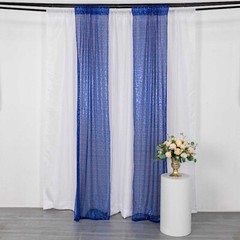 2 ROYAL BLUE 8ft x 2ft Sequined Backdrop Curtain with Rod Pockets Wedding