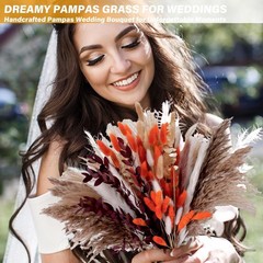 130Pcs Real Oran Ppas Grass, 17″ Natural Dried Flowers Boho Winter