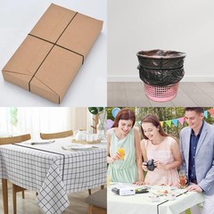 Table Bungees Tablecloth Strap Bands, 6 Pieces Black Elastic Windproof Band C…