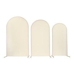 Set of 3 Metal Arch Backdrop Stand Gold Beige Wedding Party Arch Backdrop Stand