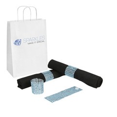 25 Light Blue Rhinestone Napkin Rings – 8 Row Reusable Fasteners