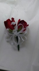 Set of 6 Apple Red and White corsages or Any Color $30.00 Rush orders Available