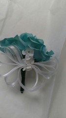 Set of 6 teal and White corsages or Any Color $30.00 Rush order available