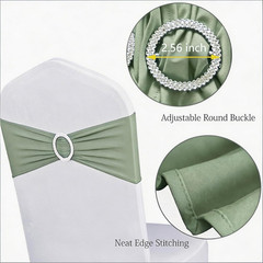 Pack of 50 Spandex Sage Green Chair Sashes for Wedding Elastic Chair Bands with