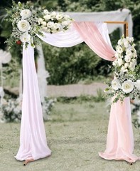 Square Wedding Arch, Gold Metal Framework Heavy Duty Backdrop Stand Garden