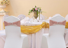 Double-Sided Sequins Rose Gold Chair Sashes for Wedding Decor, Rose Gold Sequin